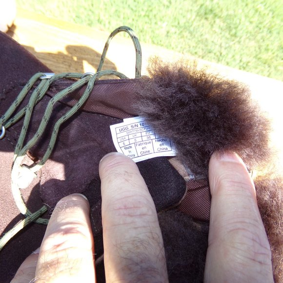 UGG KIDS 1018455K BROWN SUEDE LACE UP OBIE WATERPROOF SHOES BIG KIDS SIZE 6 - Picture 8 of 10